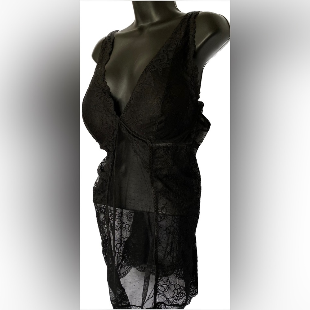 LVR BLK Sheer Lace Chemise, XL *P1056 - Picture 2 of 5